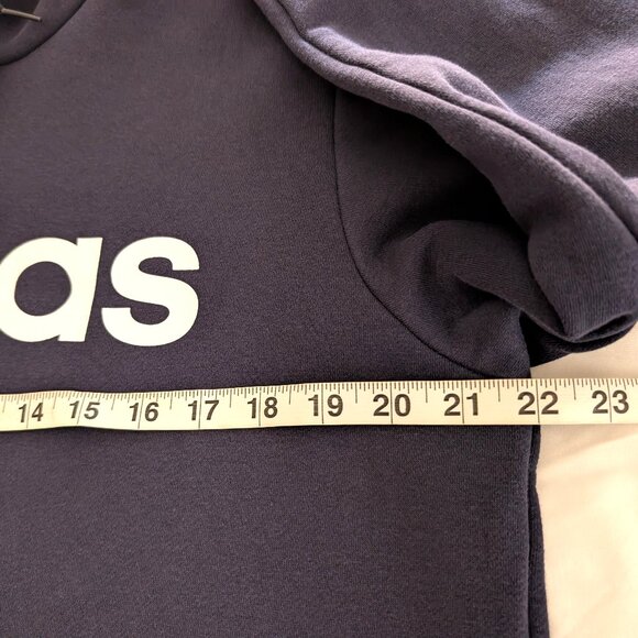 ADIDAS Sweatshirt Men's M Blue Three Striped Spellout Hooded Kangaroo Pocket - Picture 9 of 10